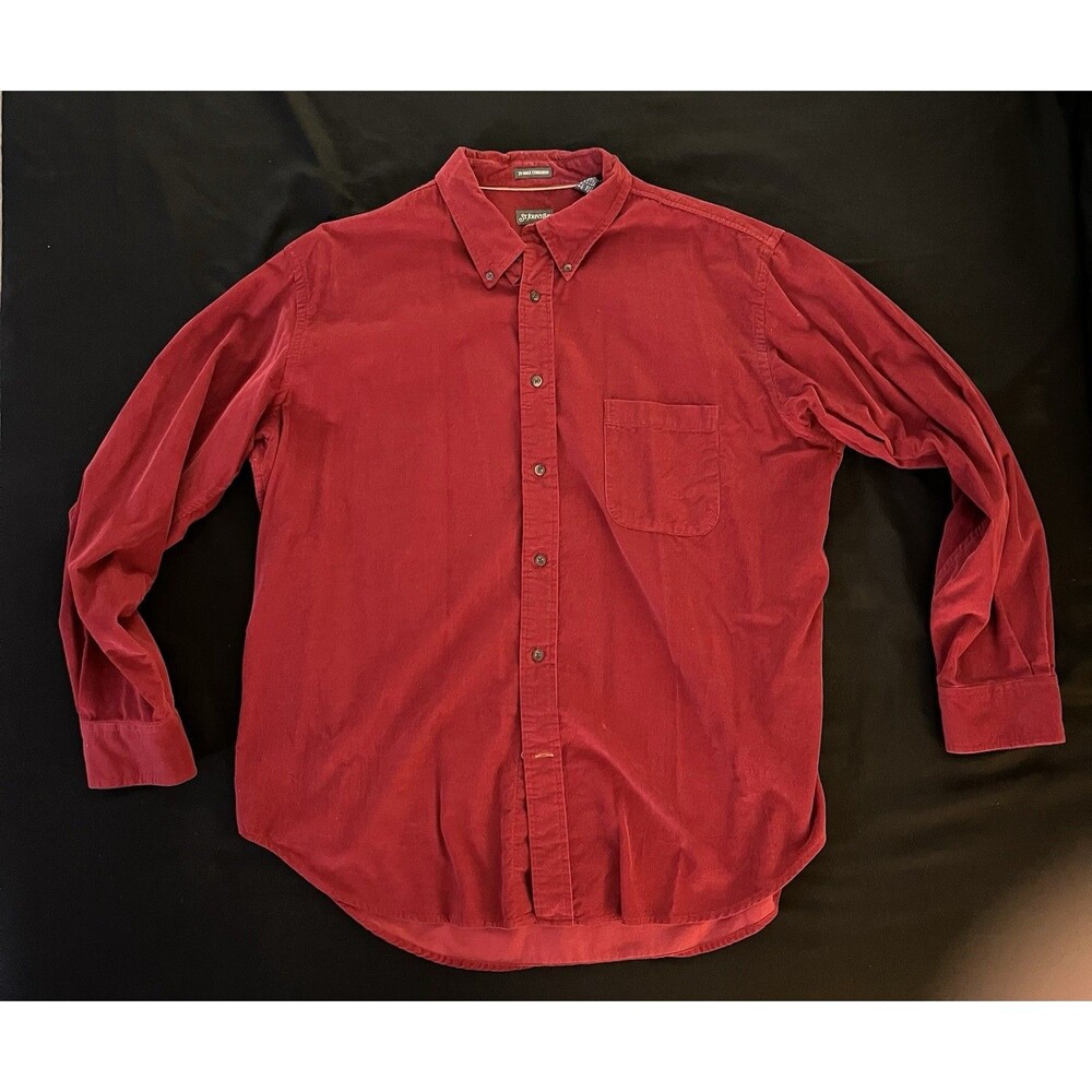 St. John's Bay Men's Red Corduroy Button Down Shirt Vintage XL 21 - Wale Texture - Picture 1 of 5